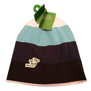 BULA Slouchy Beanie Cotton Hat Unisex Board Panel Cap Black Blue Multi O/S   NWT